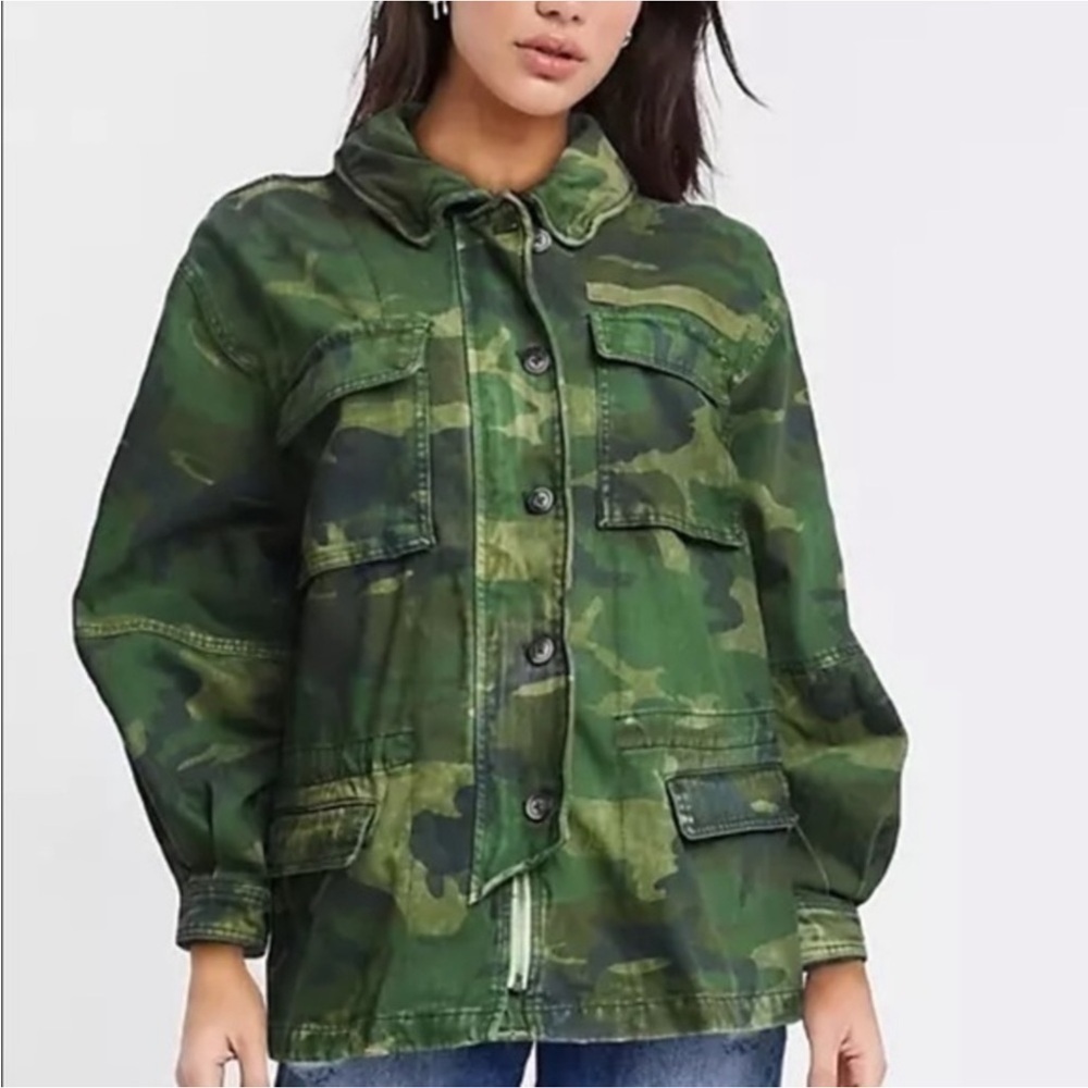 FREE PEOPLE Seize The Day Green Camo Print Utility Jacket - Picture 13 of 16